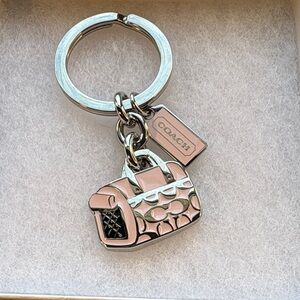 Coach Pink Enamel Handbag Charm Keychain